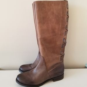 Arturo Chiang Women's Leather Tall Riding Boot Distressed Sz 7.5